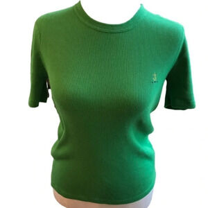 Lauren by Ralph Lauren Crew Neck Ribbed Short Sleeve Tee Shirt Women’s Top Sz S